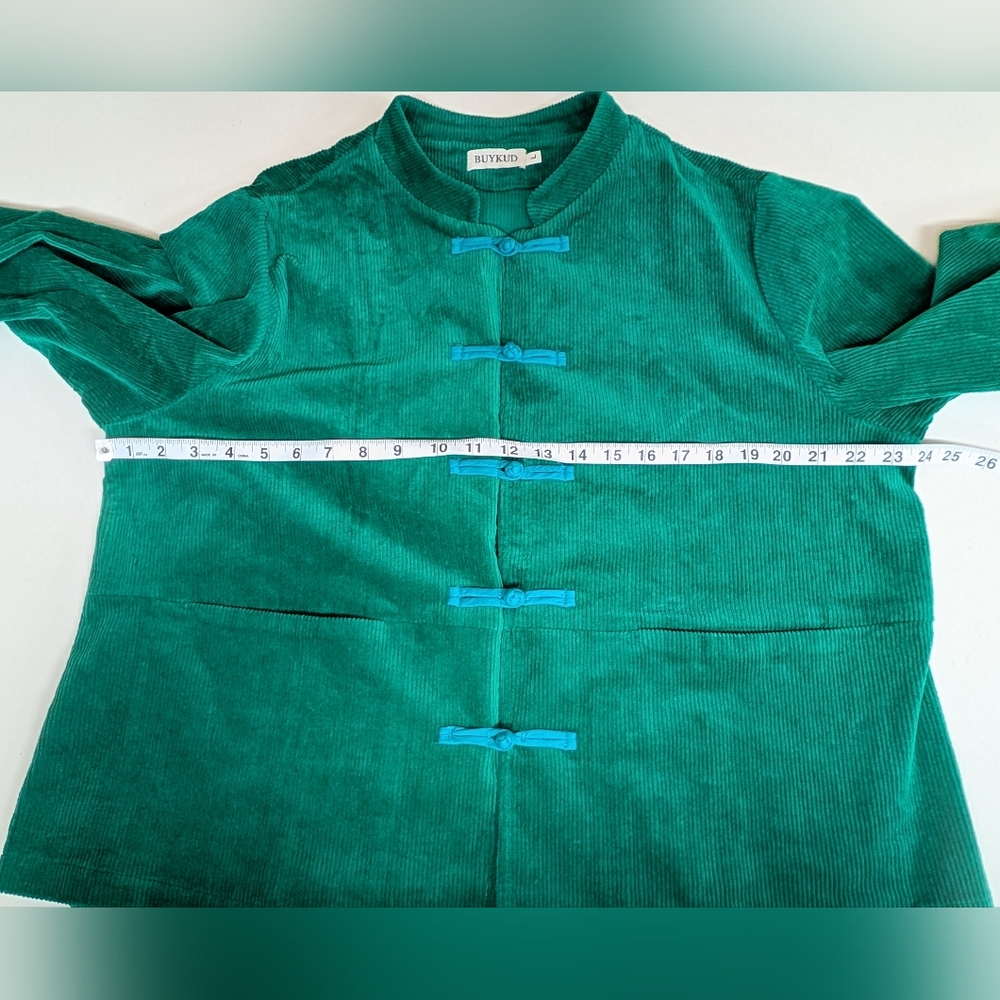 Buykud Asian Inspired Frog Toggle Buttons Corduroy Jacket Coat - Picture 9 of 11